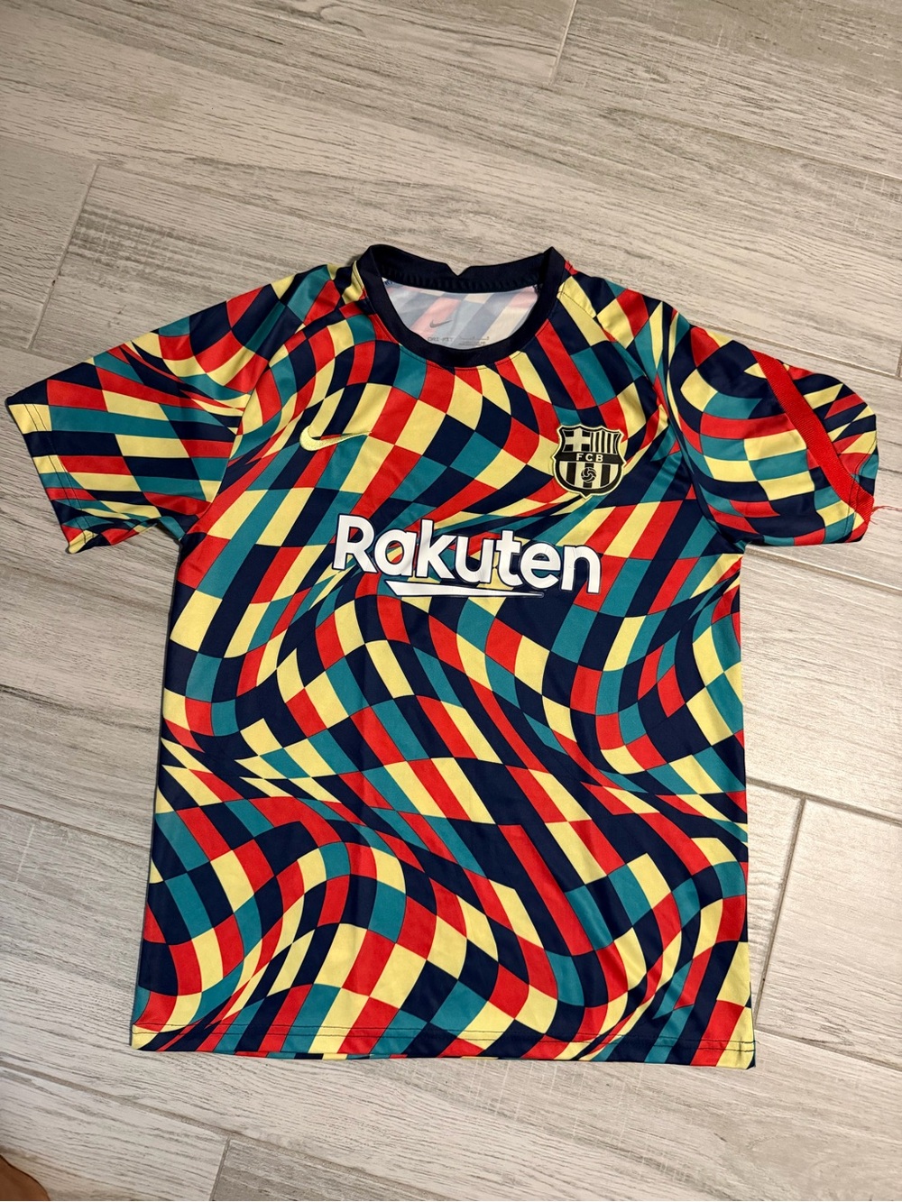 Nike Multicolor Geometric Dri-FIT Top, Blue, Cream, Navy
